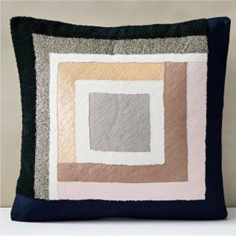 West elm multi fabric squares pillow cover